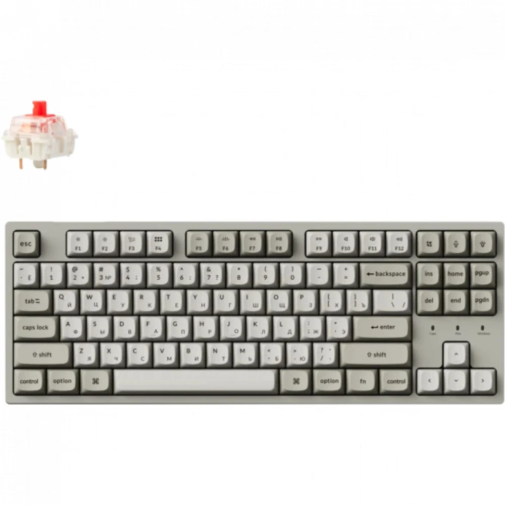 Классическая TKL (80%) механическая клавиатура Keychron C1 Pro 8K - проводное подключение, частота опроса 8K, 87 клавиш, ANSI, с поддержкой QMK/VIA, корпус из ABS пластика, Tray Mount, цвет Retro, п
