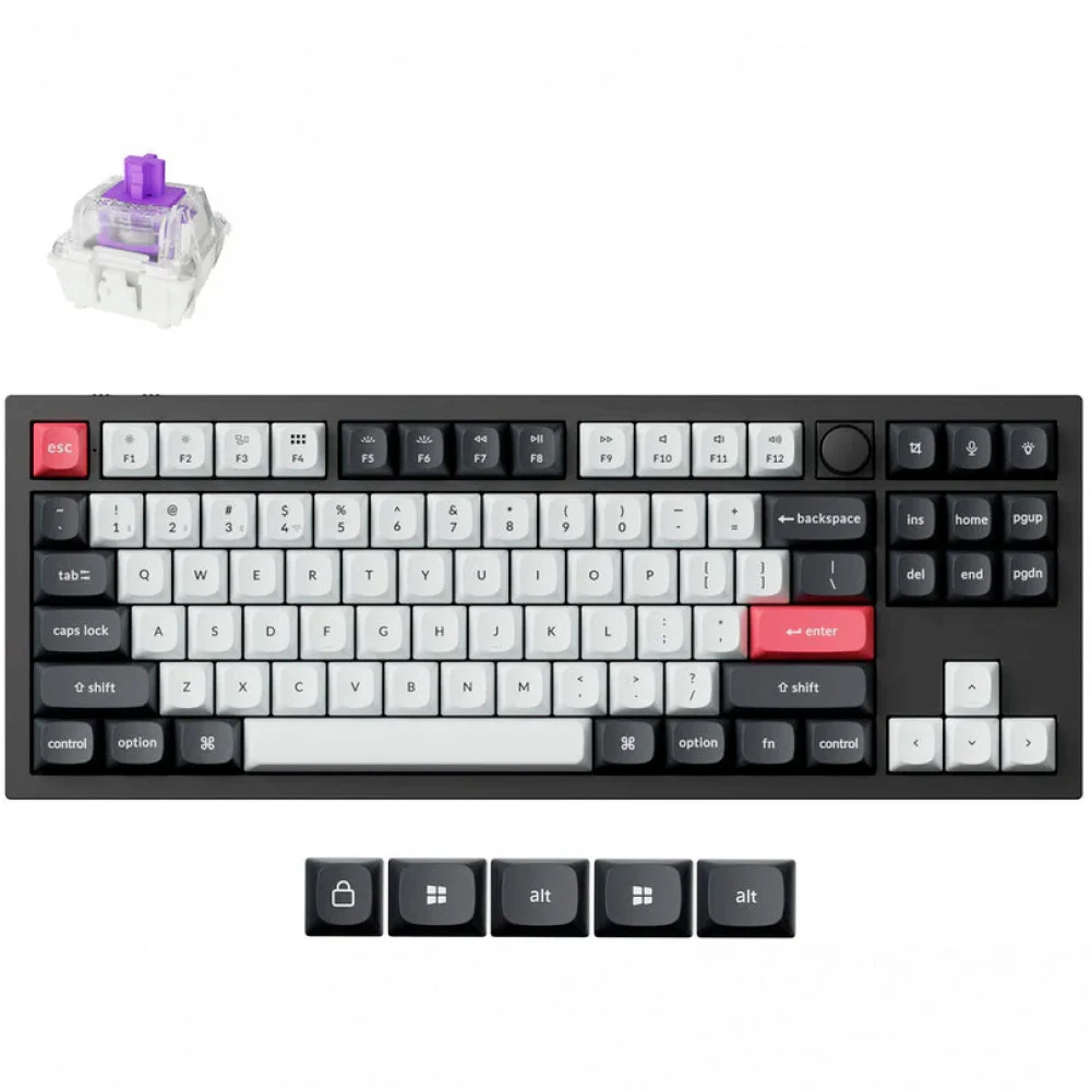 Классическая TKL (80%) механическая клавиатура Keychron Q3 HE - 3 типа подключения (Bluetooth радиоканал 2,4 ГГц провод), 88 клавиш, ANSI, с поддержкой QMK/VIA, корпус из алюминиевого сплава, Gasket
