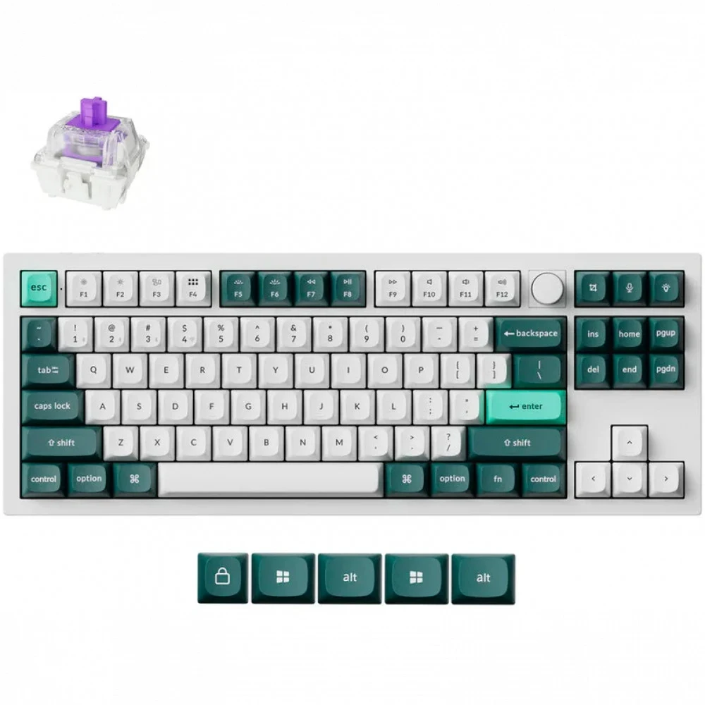 Классическая TKL (80%) механическая клавиатура Keychron Q3 HE - 3 типа подключения (Bluetooth радиоканал 2,4 ГГц провод), 88 клавиш, ANSI, с поддержкой QMK/VIA, корпус из алюминиевого сплава, Gasket