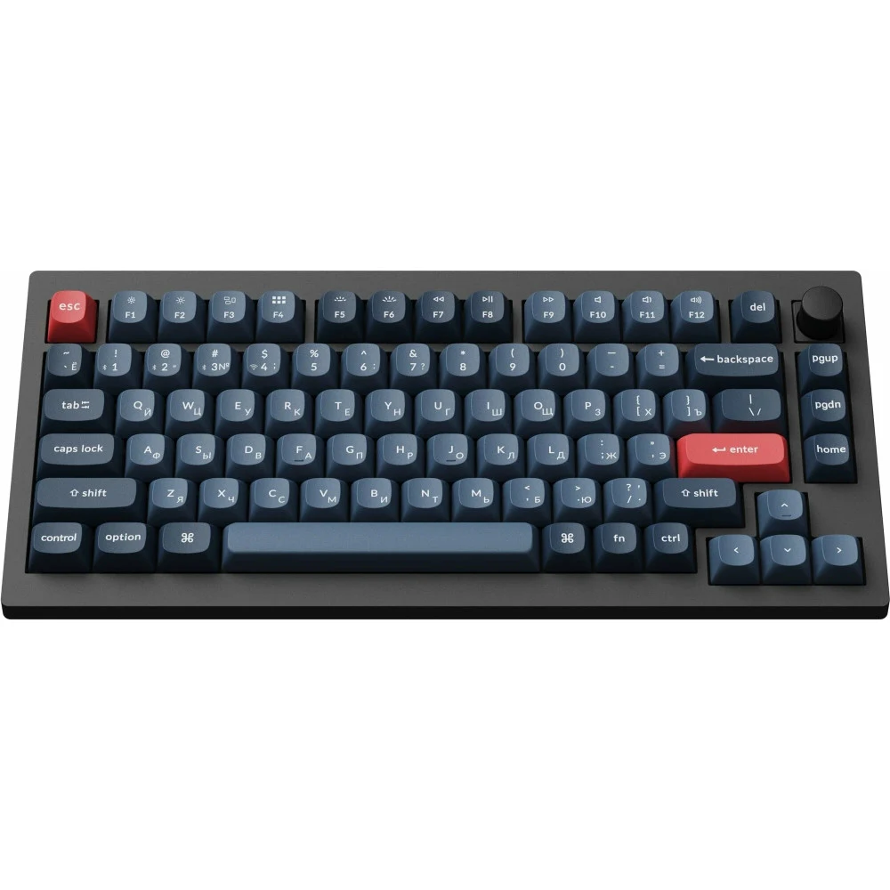 Компактная (75%) механическая клавиатура Keychron V1 Max - 3 типа подключения (Bluetooth радиоканал 2,4 ГГц провод), 81 клавиша, ANSI, с поддержкой QMK/VIA, корпус из ABS пластика, Gasket Mount, цве