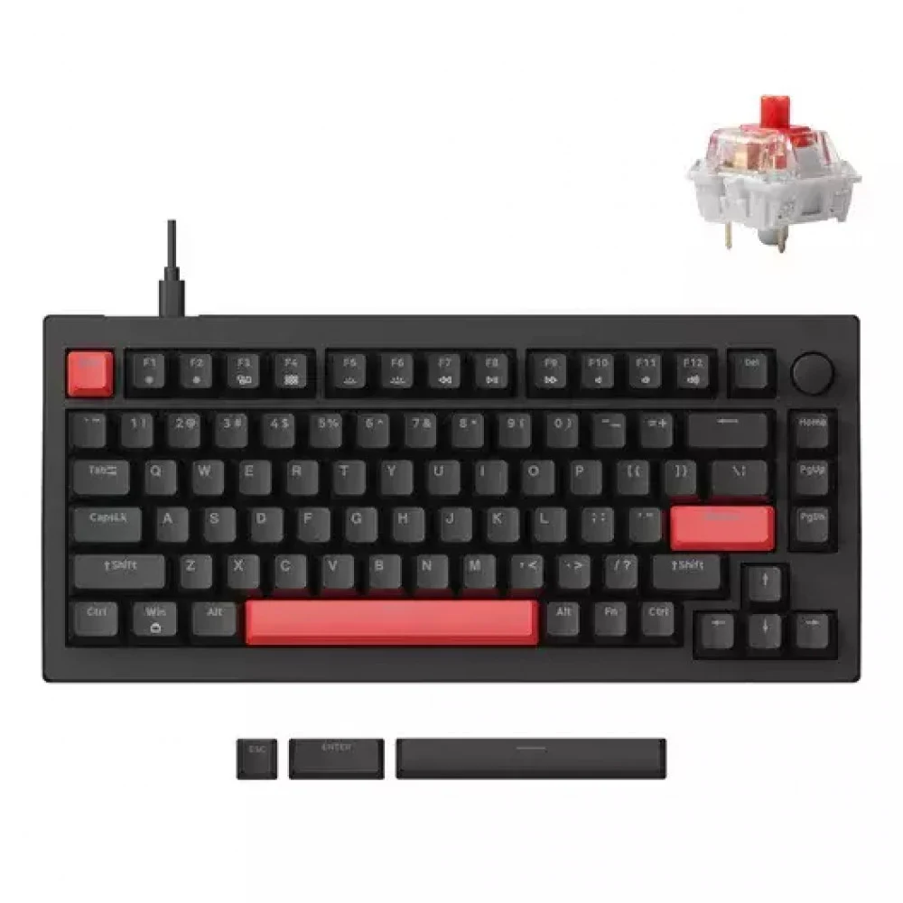 Клавиатура механическая Lemokey X4 84Key, Keychron Red, USB-A, QMK, EN/KZ/RU, Red led, черный