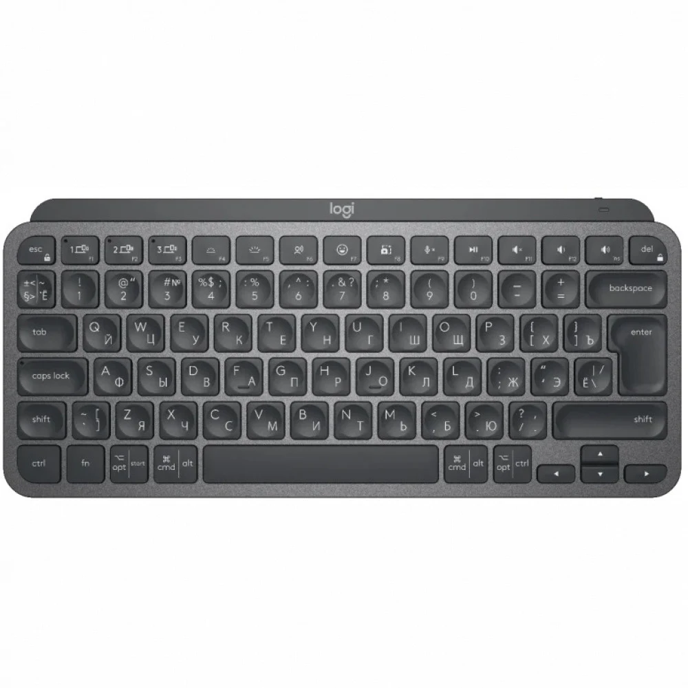 Клавиатура беспроводная Logitech MX Keys Mini Graphite |920-010501| Компактная, черная, Bluetooth LE/Logi Bolt, автоматическая подсветка, встроенная батарея, Type-C коннектор, кабель Type-C - Type-A