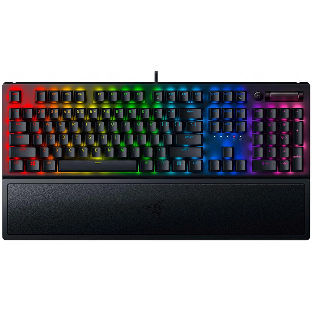 Клавиатура, Razer, BlackWidow V3, RZ03-03540800-R3R1, Игровая, Механические переключатели Razer Green Mechanical Switch, Подсветка клавиш 16.8 млн цветов, Программируемые клавиши, USB, Анг/Рус, Чёрн