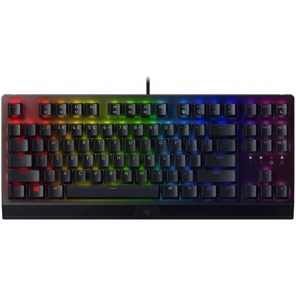 Клавиатура, Razer, BlackWidow V3 Tenkeyless, RZ03-03490700-R3R1, Игровая, Компактная, Механические переключатели Razer Green, Подсветка клавиш 16.8 млн цветов, Программируемые клавиши, USB, Размер: