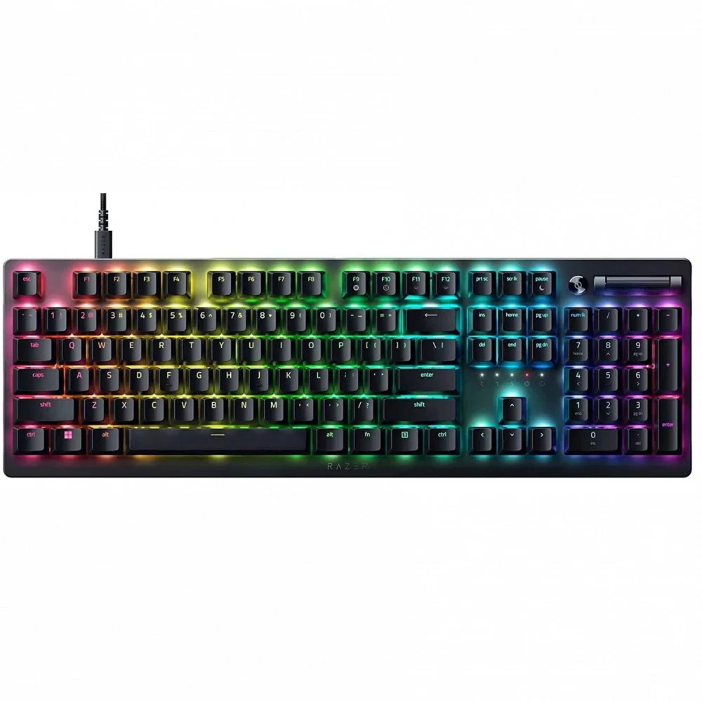 Клавиатура, Razer, Razer DeathStalker V2 (Linear Red Switch) - Russian Layout, RZ03-04500800-R3R1, Игровая, проводная, Оптико-механические переключатели Razer, Программируемые клавиши, Подсветка Chr