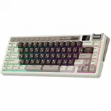 Компактная (75%) механическая клавиатура Royal Kludge M70 - 3 типа подключения (Bluetooth радиоканал 2,4 ГГц провод), 73 клавиши, цвет Mokko Grey, переключатели RK Cream, Gasket Mount профиль PBT Ch