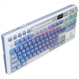 Классическая TKL) (без цифрового блока - 80%) механическая клавиатура Royal Kludge RK M87 - 3 типа подключения (Bluetooth радиоканал 2,4 ГГц провод), 87 клавиш, цвет Ocean Blue, переключатели RK Bei