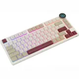 Компактная (75%) низкопрофильная механическая клавиатура Royal Kludge RK N80 - 3 типа подключения (Bluetooth радиоканал 2,4 ГГц провод), 80 клавиш, цвет Rosy Clouds, переключатели RK Brown, Top Moun