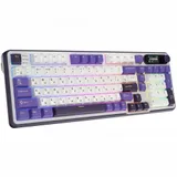 Полноразмерная (96%) механическая клавиатура Royal Kludge RK-S98 - 3 типа подключения (Bluetooth радиоканал 2,4 ГГц провод), 98 клавиш, LCD экран, цвет Blackberry, переключатели RK Chartreuse, Top M