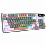 Полноразмерная (96%) механическая клавиатура Royal Kludge RK-S98 - 3 типа подключения (Bluetooth радиоканал 2,4 ГГц провод), 98 клавиш, LCD экран, цвет Camping, переключатели RK Brown, Top Mount, пр