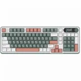 Полноразмерная (96%) механическая клавиатура Royal Kludge RK-S98 - 3 типа подключения (Bluetooth радиоканал 2,4 ГГц провод), 98 клавиш, LCD экран, цвет Camping, переключатели RK Chartreuse, Top Moun