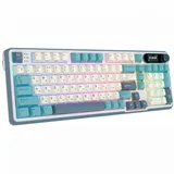 Полноразмерная (96%) механическая клавиатура Royal Kludge RK-S98 - 3 типа подключения (Bluetooth радиоканал 2,4 ГГц провод), 98 клавиш, LCD экран, цвет Light Cloud, переключатели RK Chartreuse, Top