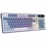 Полноразмерная (96%) механическая клавиатура Royal Kludge RK-S98 - 3 типа подключения (Bluetooth радиоканал 2,4 ГГц провод), 98 клавиш, LCD экран, цвет Ocean Blue, переключатели RK Brown, Top Mount,