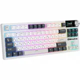 Классическая TKL) (без цифрового блока - 80%) механическая клавиатура Royal Kludge RK S85 - 3 типа подключения (Bluetooth радиоканал 2,4 ГГц провод), 85 клавиш, цвет White Night, переключатели RK Be