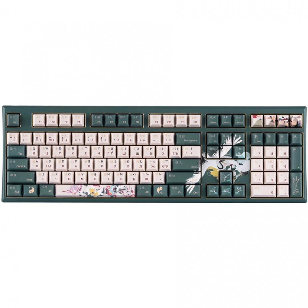 Клавиатура, Varmilo, Crane VEM108, A01A037A8A4A06A031, Varmilo EC V2 Daisy, 108 клавиш, Механическая, Подсветка - Белая, Hot swap - Нет, Проводная, Type-C, 503*209*63мм, Англ/Рус, Зелёный