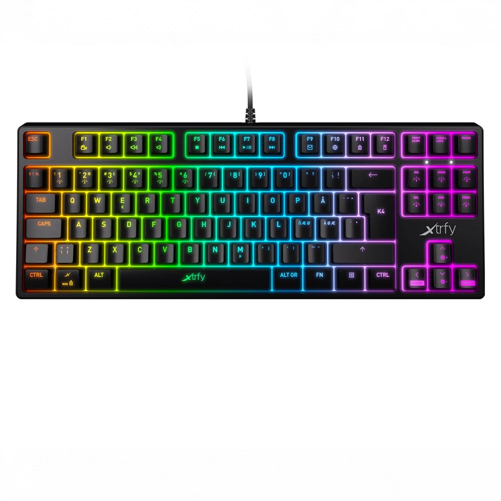 Клавиатура Xtrfy K4 TKL RGB, Wired, Gaming, Multimedia, Black, USB, Backlight