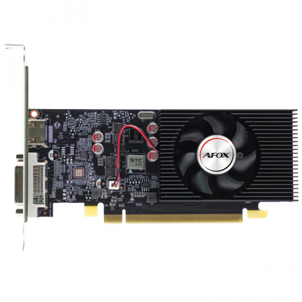 Видеокарта, AFOX, GT1030 4GB D4 LP Single Fan (4897033788618), AF1030-4096D4L2, DDR4, 64bit, HDMI, DVI, 152*120*23 мм, Цветная коробка