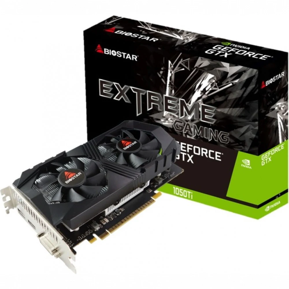 Видеокарта Biostar PCI-E GTX1050Ti-4GB NVIDIA GeForce GTX 1050TI 4Gb 128bit GDDR5 1291/7008 DVIx1 HDMIx1 DPx1 HDCP Ret [VN1055TF41]