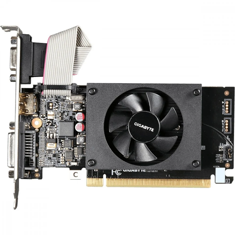 Видеокарта Gigabyte PCI-E GV-N710D3-2GL 2.0 NVIDIA GeForce GT 710 2Gb 64bit DDR3 954/1600 DVIx1 HDMIx1 CRTx1 HDCP Ret low profile [GV-N710D3-2GL 2.0]