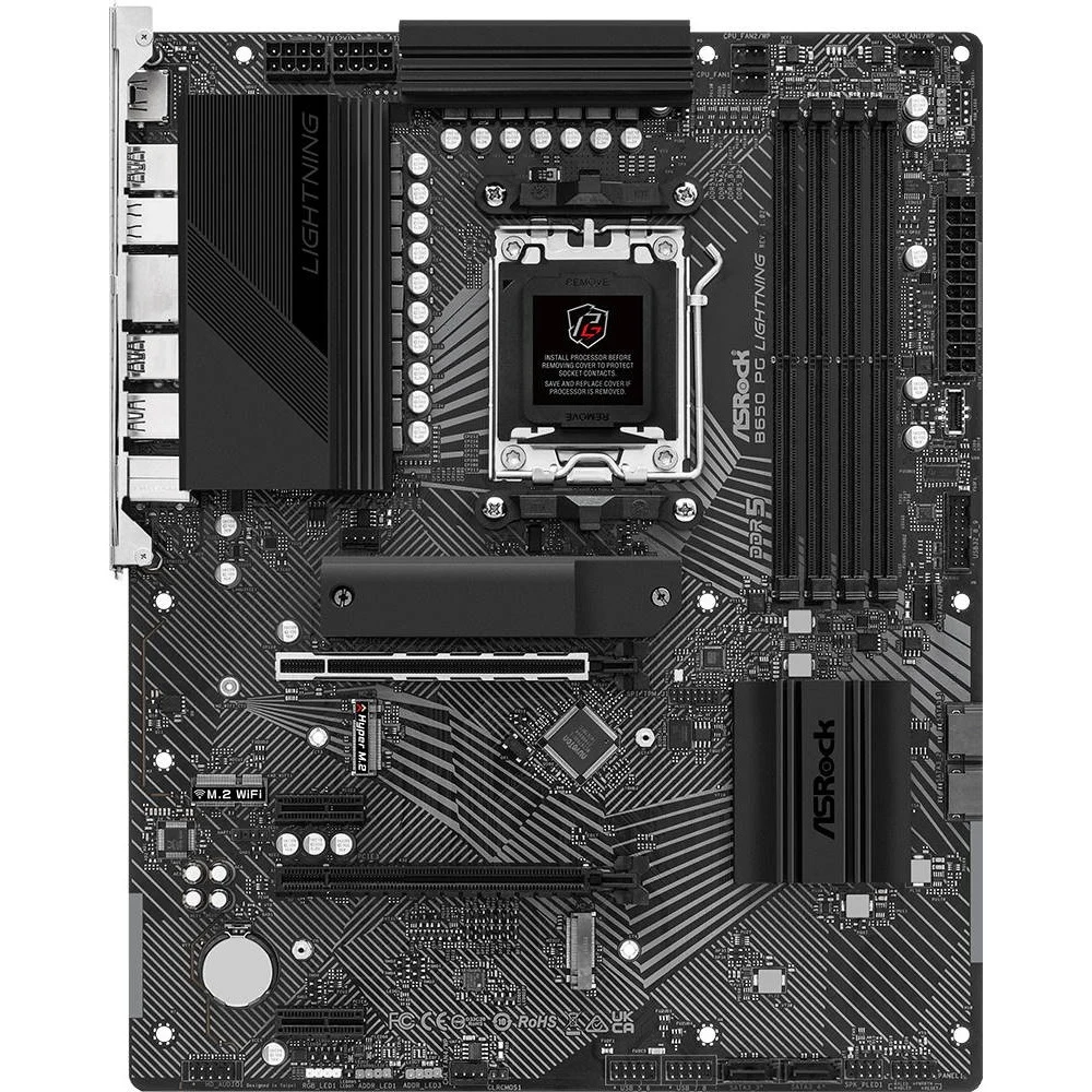 Материнская плата ASRock B650 PG LIGHTNING, Socket AM5, AMD B650, 4xDDR5-5200, HDMI, 2xPCI-Ex16, 2xPCI-Ex1, 4xSATA3(RAID 0/1/10), 3xM.2, 8 Ch Audio, 1x2.5GLan, (4+4)xUSB2.0, (7+2)xUSB3.2, (1+1)xUSB3
