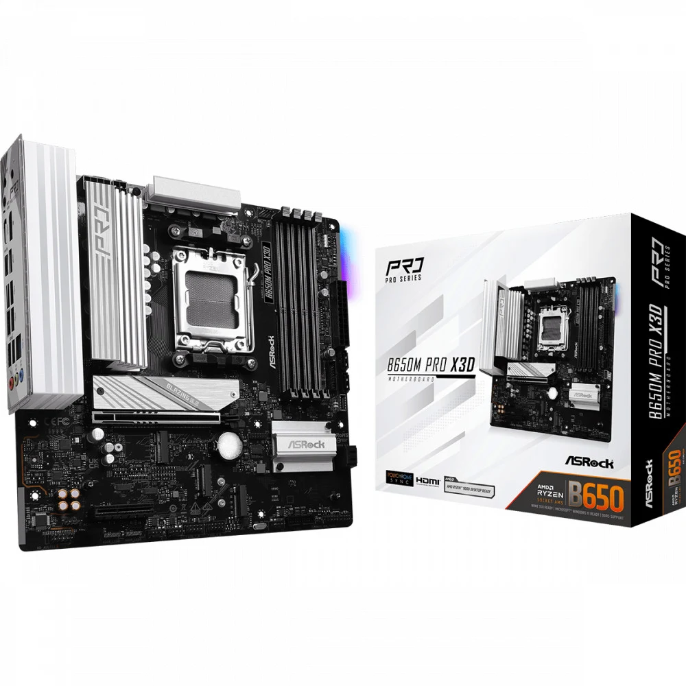 Материнская плата ASROCK B650M X3D, AM5, B650, 4*DDR5, 4*SATA, 3*M.2, 3*USB 3.2, 4*USB 2.0, Type-C, 2*PCIx16, 1*M.2 (Key E), HDMI+DP, mATX