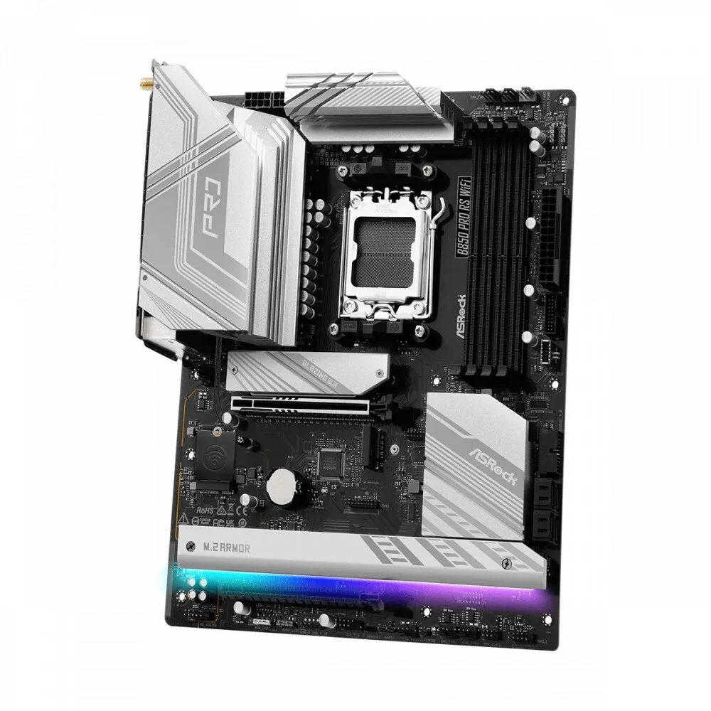 Материнская плата, ASRock, B850 PRO RS WIFI (4711581490178), AM5, B850, 4xDDR5 8000+(OC), 4xSATA3, 4xM.2 (1*PCI-E 5.0x4, 2*PCI-E 4.0x4, 1*PCI-E 3.0x4), Raid, 1xHDMI, 1xUSB Type-C, 2xPCI-Ex16, WiFi,