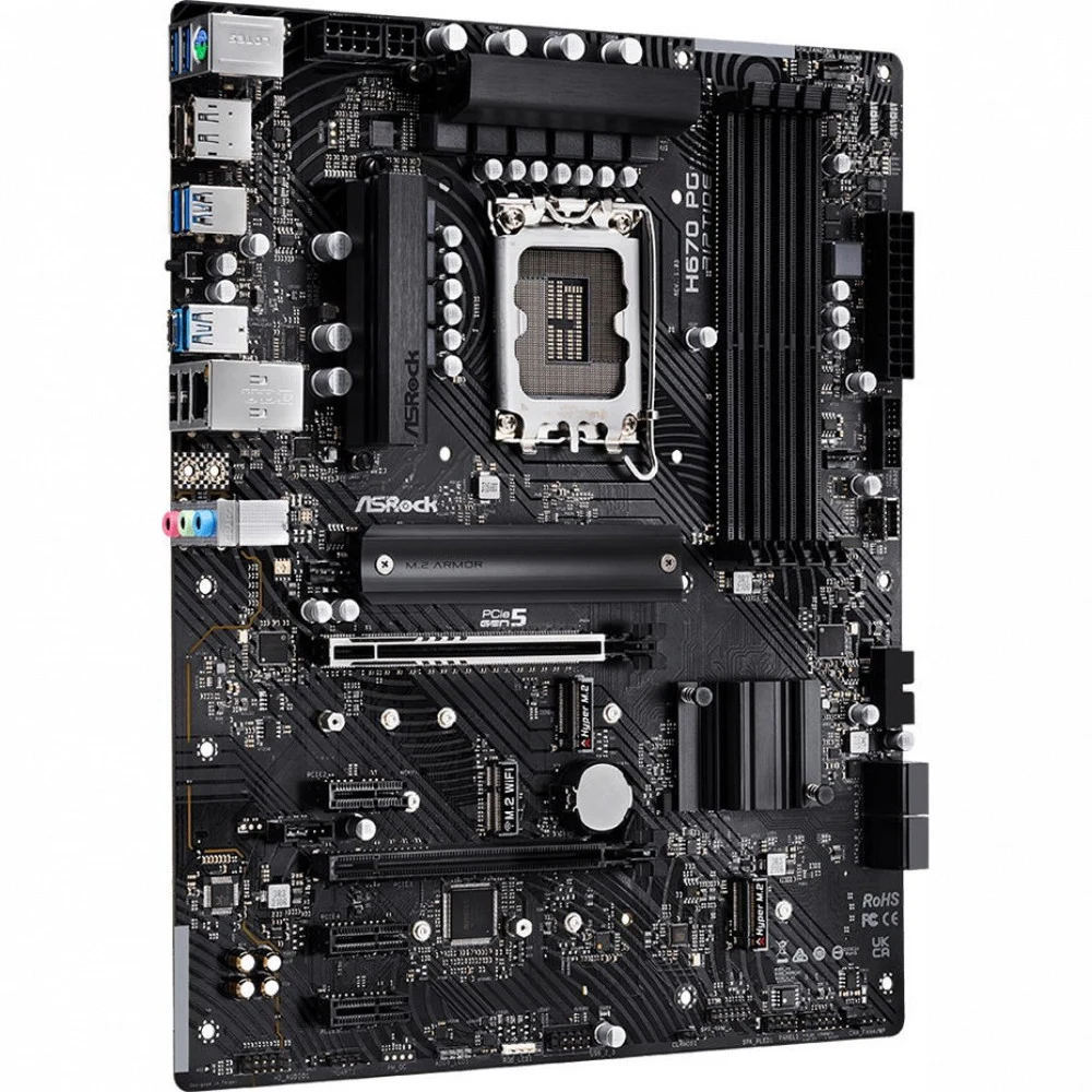 Материнская плата, ASRock, H670 PG RIPTIDE (4710483936548), LGA1700, iH670, 4xDDR4 3200/5333+(OC), 4xSATA3, 3xM.2 (2*PCI-E 4.0x4, 1*PCI-E 4.0x4 или SATA), Raid, 1xDP, 1xHDMI, 2xPCI-Ex16, 3xPCI-Ex1,