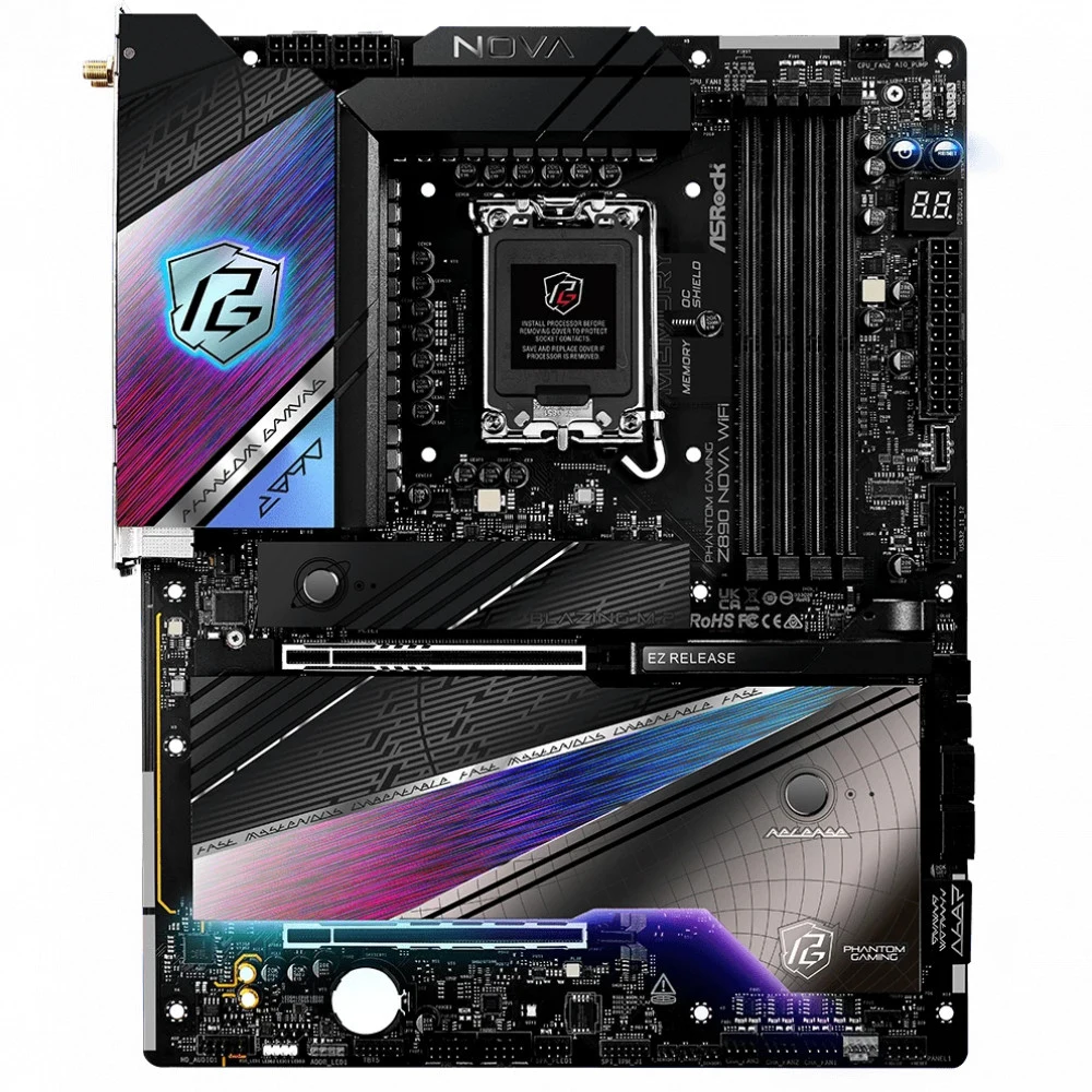 Матплата ASRock Z890 Nova WiFi, iZ890, S1851, ATX, 4DDR-5, 2хPCI-Ex16, 4SATA, 6xM.2, HDMI,2хTB,21USB