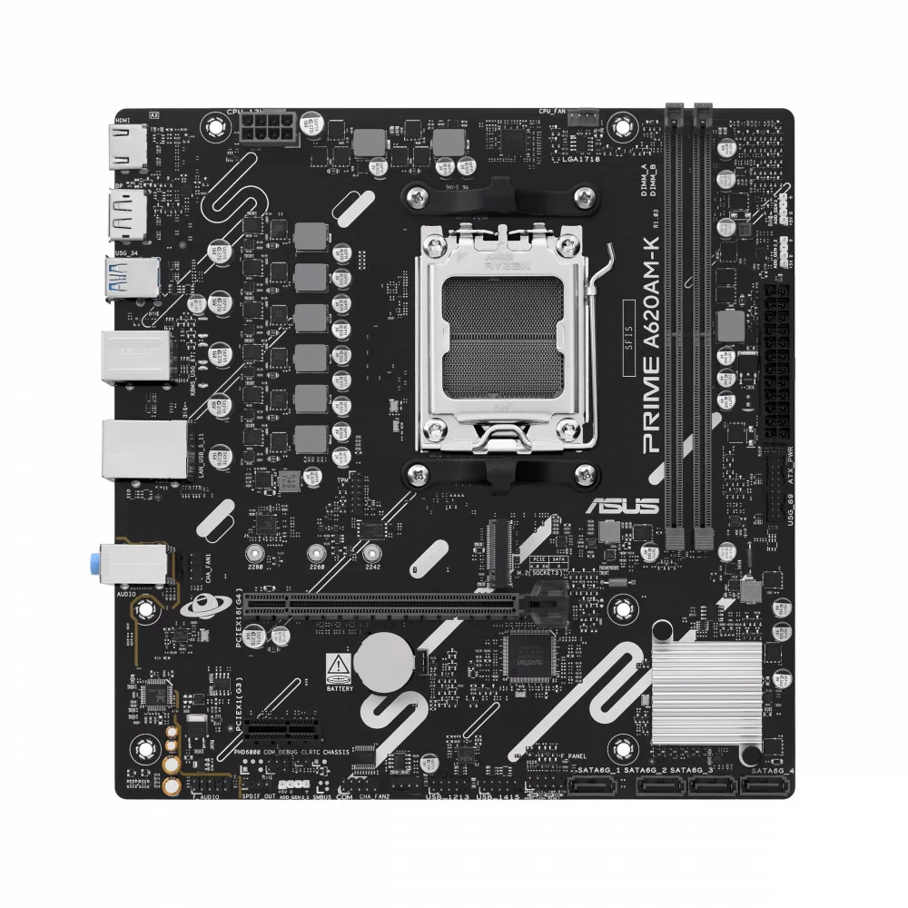 Материнская плата ASUS PRIME A620AM-K AMD A620A AM5 2xDDR5 4xSATA3 RAID M.2 HDMI DP mATX