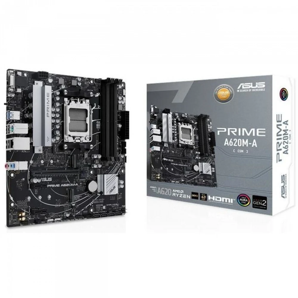 Материнская плата ASUS PRIME A620M-A-CSM AM5 mATX 4xDDR5 PCIEx16 2xPCIEx1 2xM.2 DP HDMI VGA GLAN