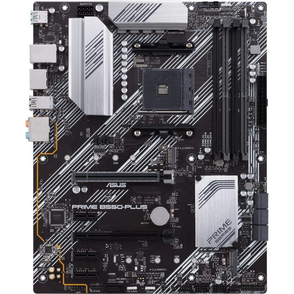 ASUS PRIME B550-PLUS (Socket AM4, ATX, 4xDDR4(128GB), DP/HDMI, 1xPCIe 4.0x16/1xPCIe 3.0x16, 3xPCIe 3.0, 1xLAN, 6xSATA 6Gb/s, 2xM.2, 1xType-C, 5xUSB 3.2, 2xUSB 2.0)