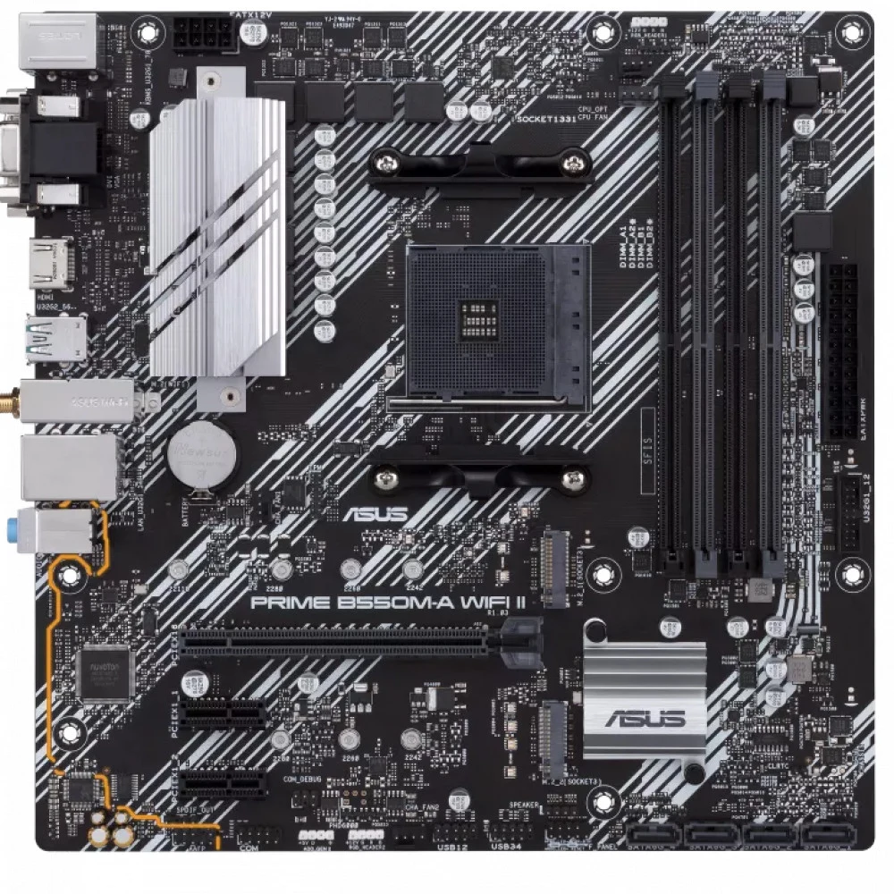 Матплата Asus Prime B550M-A WIFI II, AM4, mATX, 4DDR-4, 1xPCI-Ex16, 4xSATA, 2xM.2, VGA,HDMI,DVI,8USB