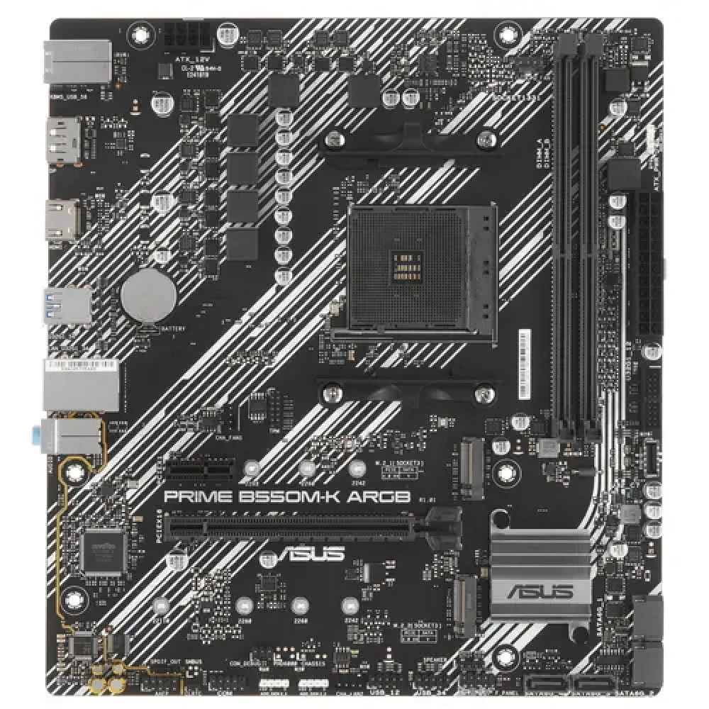 ASUS PRIME B550M-K ARGB, Socket AM4, B550, 2*DDR4, DP+HDMI, SATA3 + RAID, Audio, Gb LAN, USB 3.2, USB 2.0, COM*1 header (w/o cable), mATX 90MB1GC0-M0EAY0