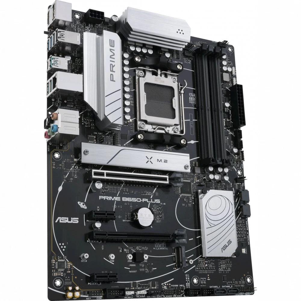 ASUS PRIME B650-PLUS (Socket AM5, ATX, 4xDDR5(128GB), DP/HDMI, 2xPCIe 4.0x16/2xPCIe 4.0, 1xLAN (2.5GbE), 4xSATA 6Gb/s, 2xM.2, 1xM.2 E key, 1xType-C, 5xUSB 3.2, 2xUSB 2.0)