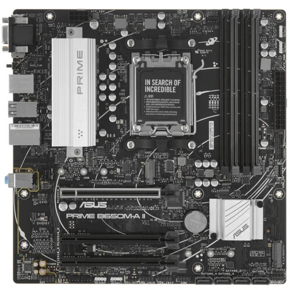 Материнская плата ASUS PRIME B650M-A II-CSM, AM5, B650, 4*DDR5, 4*SATA, 2*M.2, 4*USB 3.2, 4*USB 2.0, 4*PCIx16, DP+HDMI+VGA, mATX 90MB1EH0-M0EAYC