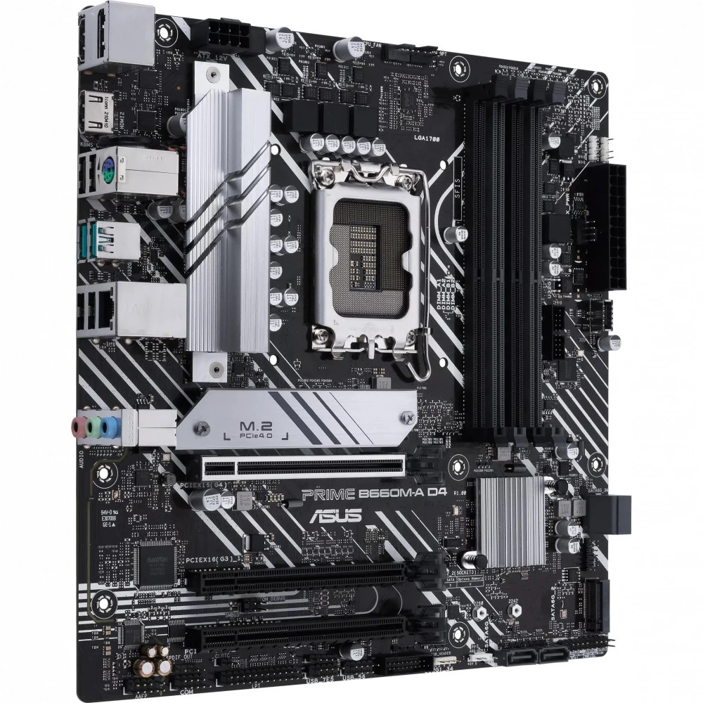 Материнская плата ASUS PRIME B660M-A D4-CSM, LGA1700, B660, 4*DDR4, DP+ 2* HDMI, SATA3 + RAID, Audio, Gb LAN, USB 3.2*6, USB 2.0*6, COM*1 header, LPT*1 header (w/o cable), mATX 90MB19K0-M1EAYC