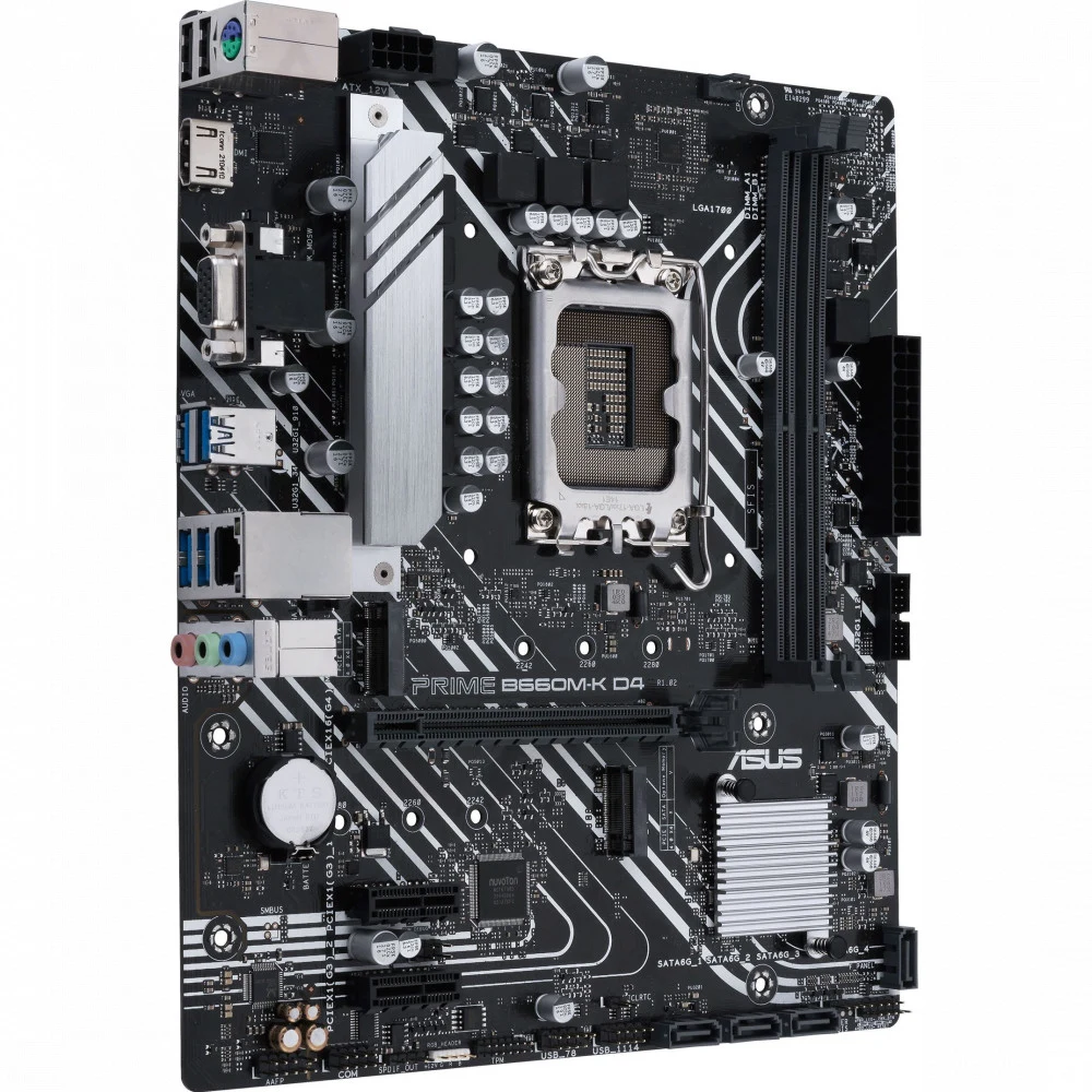 ASUS PRIME B660M-K D4, LGA1700, B660, 2*DDR4, D-Sub + HDMI, SATA3 + RAID, Audio, Gb LAN, USB 3.2*6, USB 2.0*6, COM*1 header (w/o cable), mATX 90MB1950-M1EAY0