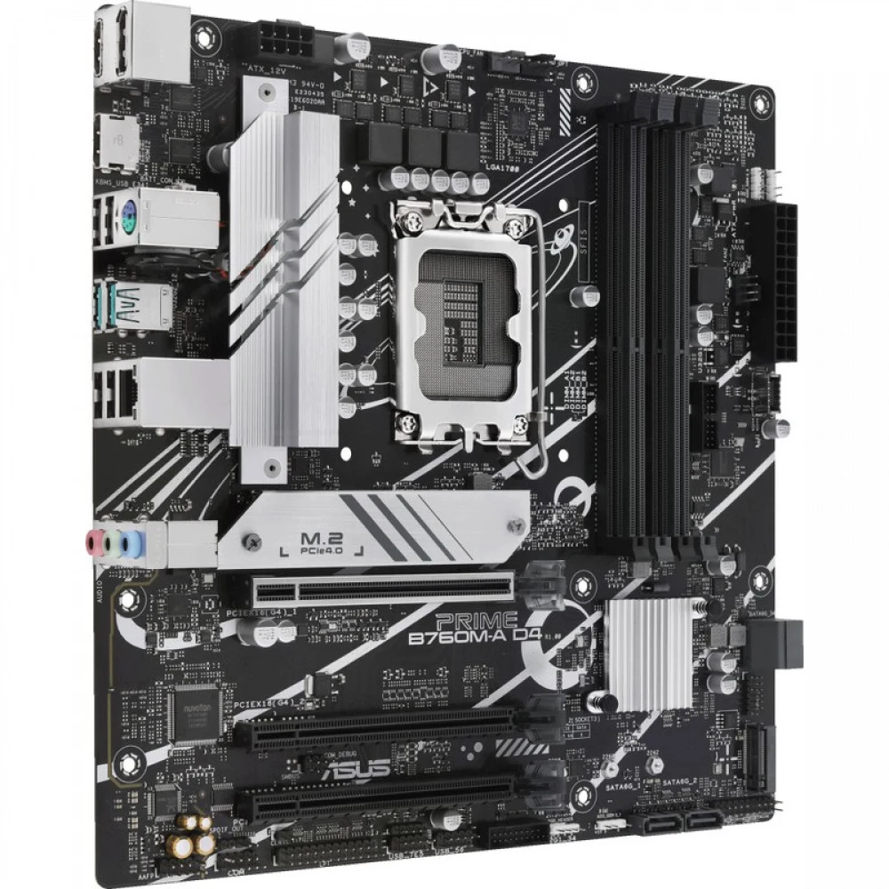 ASUS PRIME B760M-A D4-CSM (Socket 1700, mATX, 4xDDR4(128GB), 2xHDMI 2.1/DP/3xPCIe 4.0x16, 1xLAN (2.5GbE), 4xSATA 6Gb/s, 2xM.2, 2xUSB 3.2, 4xUSB 2.0, 1xPS/2, mATX)