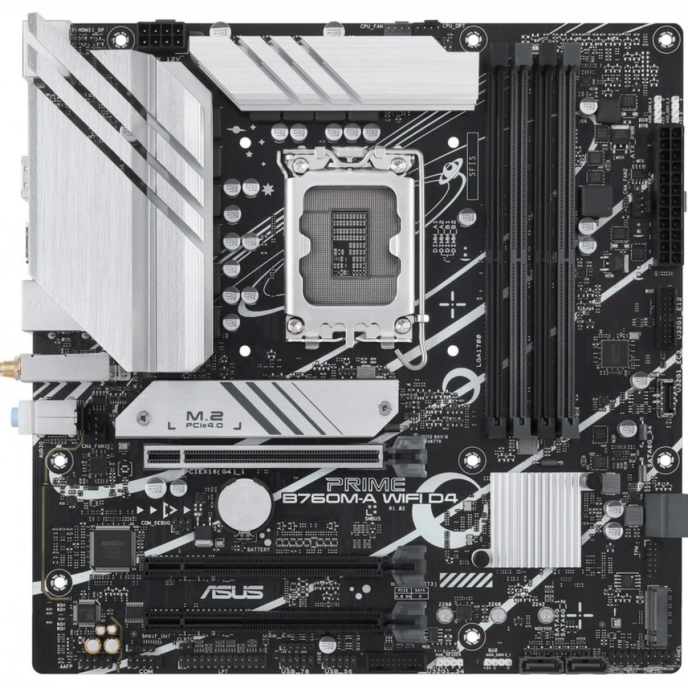 Материнская плата ASUS PRIME B760M-A WIFI D4 LGA1700 mATX 4xDDR4 3xPCIEx16 2xM.2 DP 2xHDMI 2.5GLAN WiFi 6
