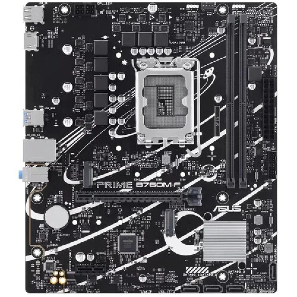 материнская плата ASUS PRIME B760M-F, LGA1700, B760, 2*DDR5, 4*SATA, 2*M.2, 4*USB 3.2, 2*USB 2.0, 1*PCIx16, 1*PCIx1, HDMI+DP, mATX 90MB1IK0-M0EAY0