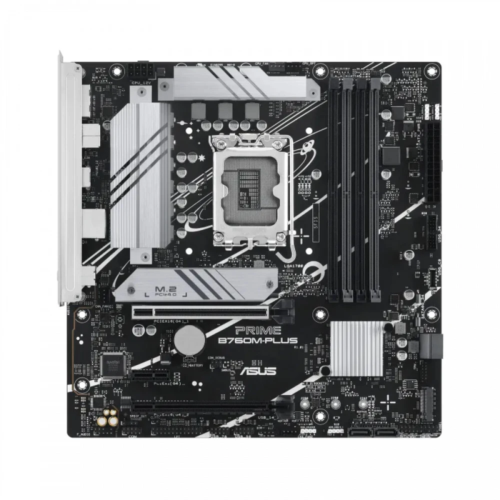 ASUS PRIME B760M-PLUS (Socket 1700, mATX, 4xDDR5(192GB), DP/HDMI 2.1, 2xPCIe 4.0x16/1xPCIe 4.0, 1xLAN (2.5GbE), 4xSATA 6Gb/s, 2xM.2, 2xUSB 3.2, 4xUSB 2.0, 1xPS/2)