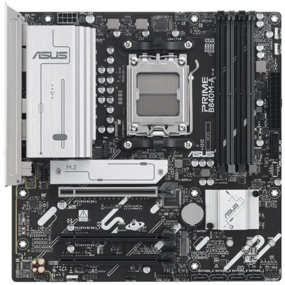 Материнская плата ASUS PRIME B840M-A-CSM, AM5, B840, 4*DDR5, 4*SATA, 3*M.2, 2*USB 3.2, 4*USB 2.0, Type-C, 4*PCIx16, 2* DP+HDMI, mATX 90MB1J10-M0EAYC