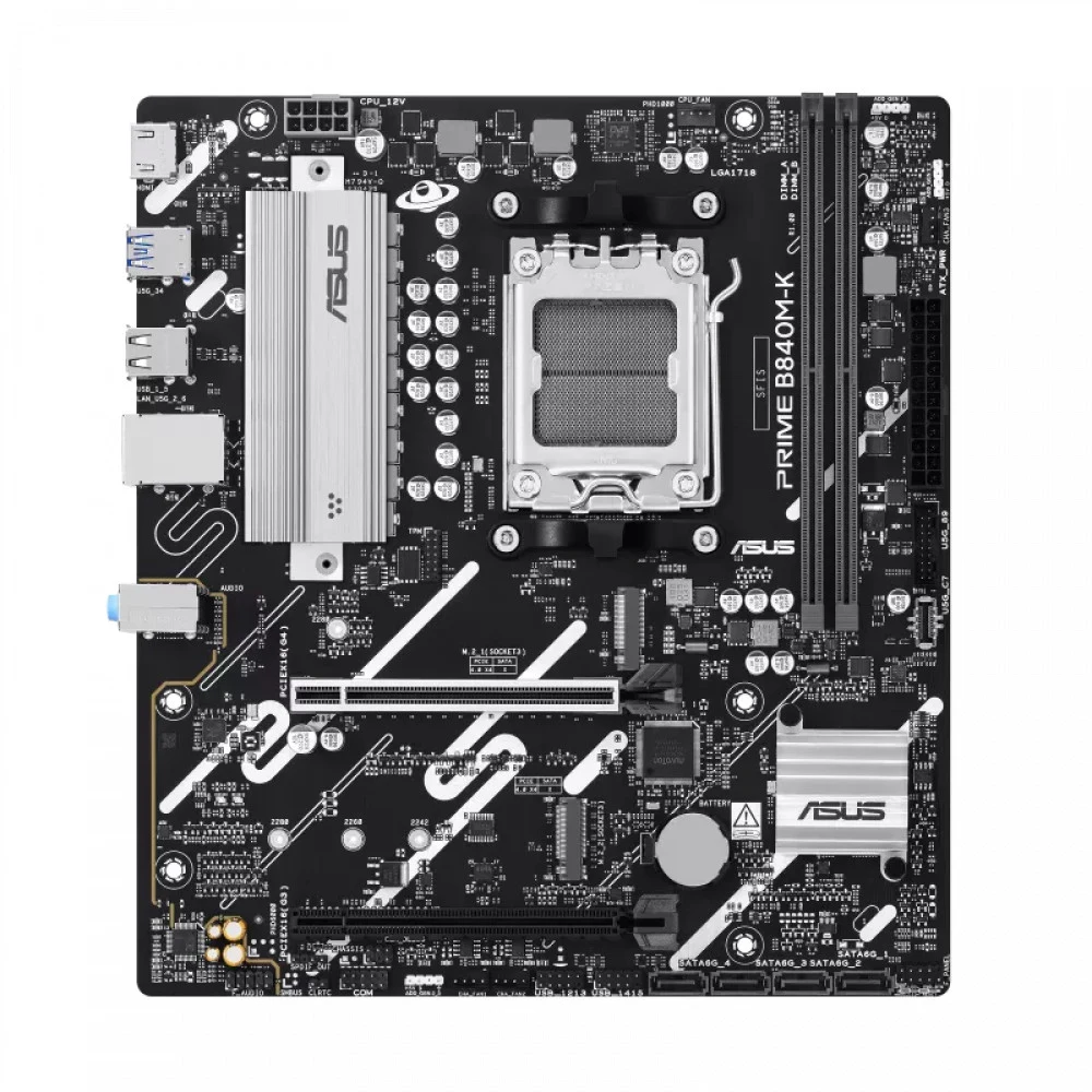 Материнская плата ASUS PRIME B840M-K, AM5, B840, 2*DDR5, 4*SATA, 2*M.2, 4*USB 3.2, 2*USB 2.0, 3*PCIx16, HDMI, mATX 90MB1PK0-M0EAY0