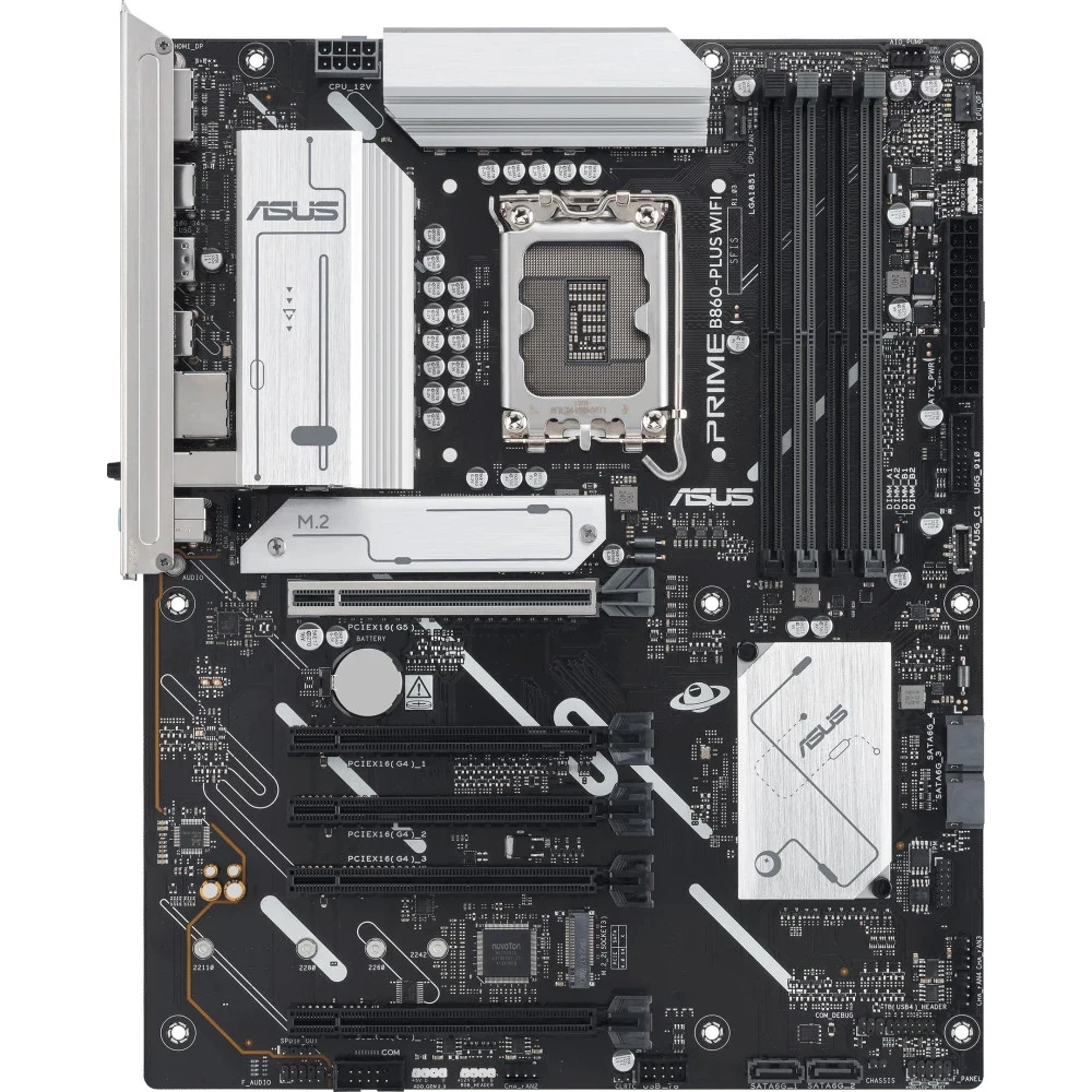 ASUS PRIME B860-PLUS WIFI (Socket 1851, ATX, 4xDDR5(256GB), DP/HDMI, 1xPCIe5.0x16/1xPCIe4.0x16/3 x PCIe 4.0 x16, 1xLAN (2.5GbE), Wi-Fi 6E, BT, 4xSATA 6Gb/s, 3xM.2, 1xType-C, 3xUSB 3.2, 4xUSB 2.0)