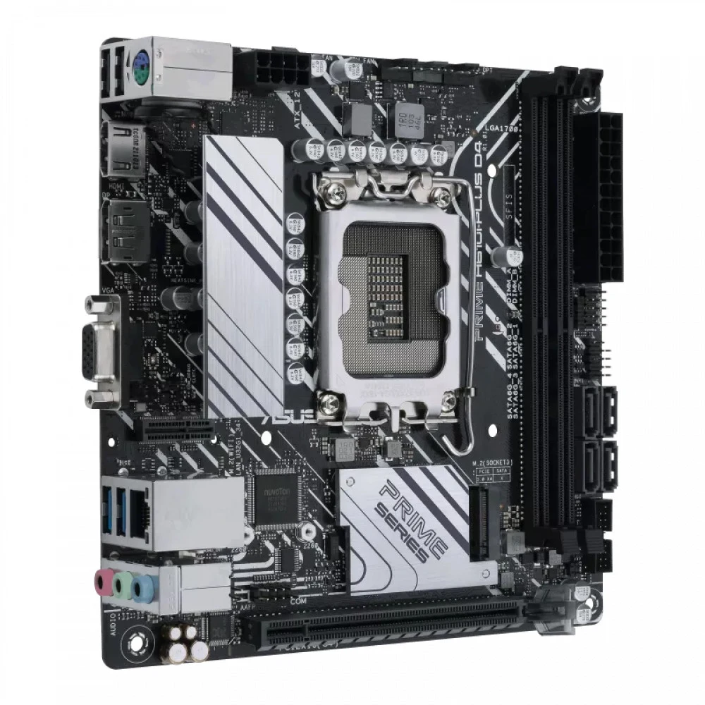 ASUS PRIME H610I-PLUS D4-CSM (Socket 1700, mini ITX, 2xDDR4(64GB), D-SUB/HDMI 2.1/DP, 1xPCIe 4.0x16, 1xLAN, 4xSATA 6Gb/s, 1xM.2, 1xM.2 E key, 2xUSB 3.2, 2xUSB 2.0, 1xPS/2)