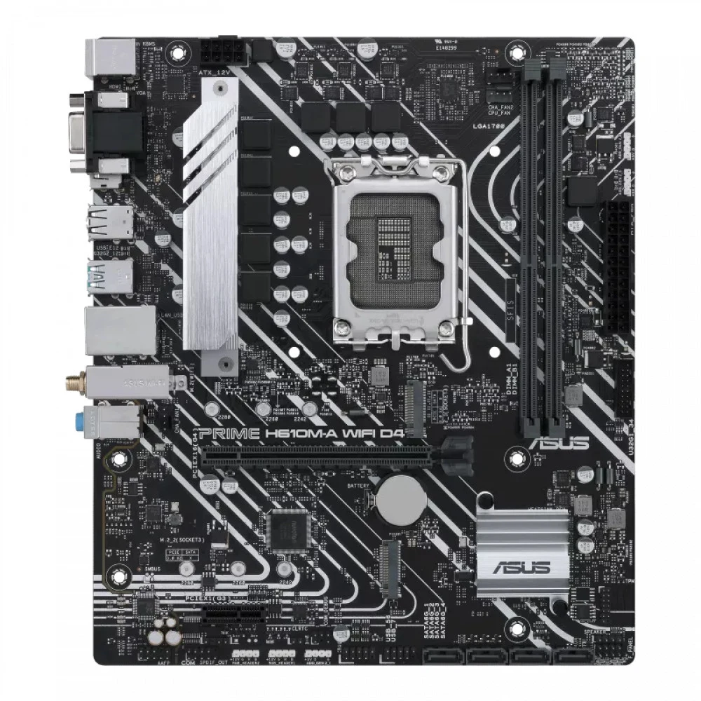 Материнская плата ASUS PRIME H610M-A WIFI D4 LGA1700 mATX 2xDDR4 PCIEx16 PCIEx1 2xM.2 DP HDMI VGA GLAN Wi-Fi 5