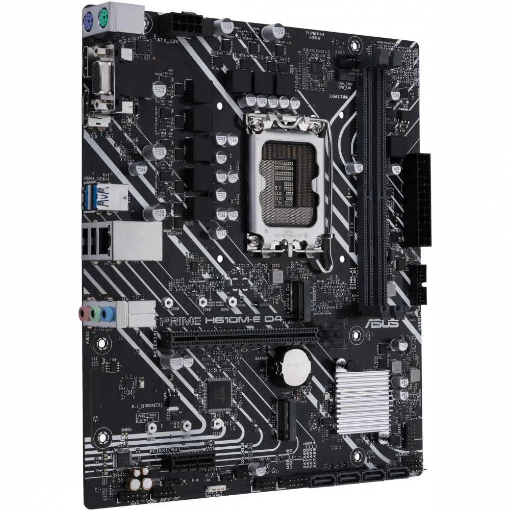 Материнская плата ASUS PRIME H610M-E D4-CSM, LGA1700, H610, 2*DDR4, 4*SATA, 2*M.2, 2*USB 3.2, 2*USB 2.0, 1*PCIx16, 1*PCIx1, HDMI+DP+D-Sub, mATX 90MB19N0-M1EAYC