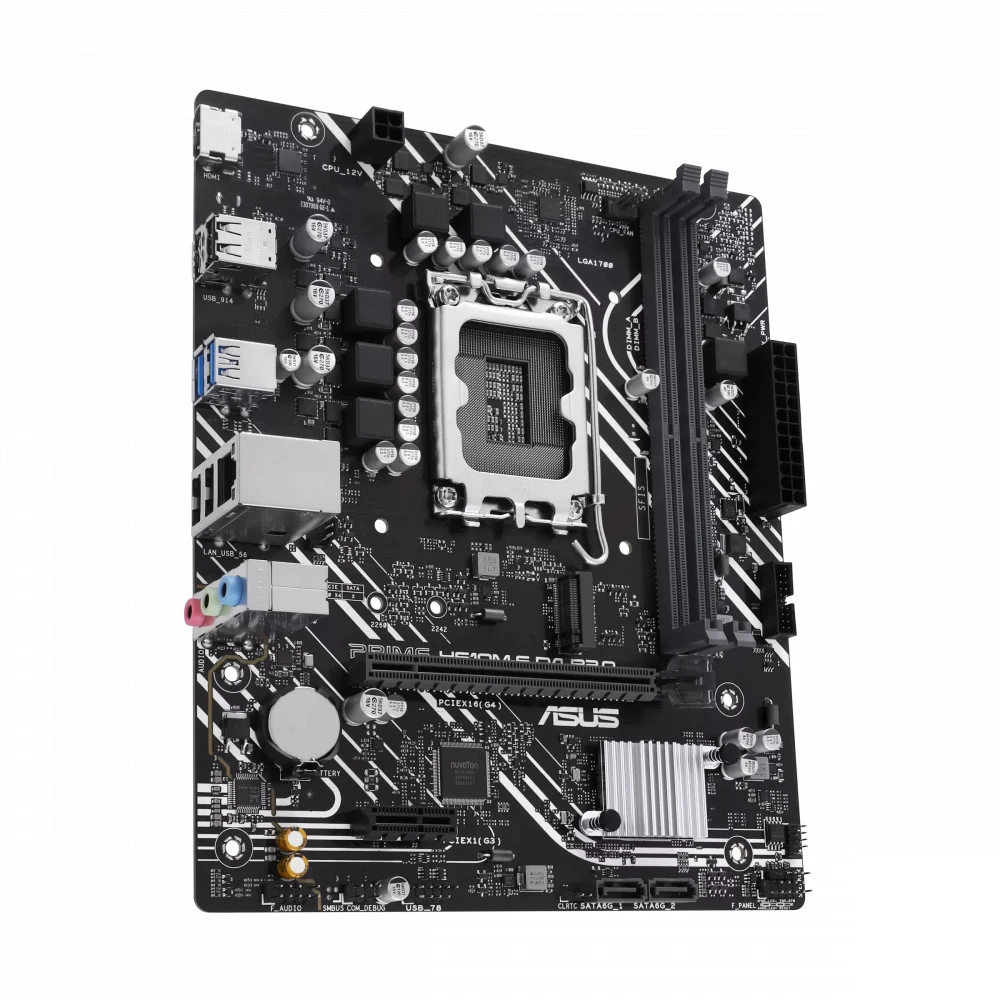 Материнская плата ASUS PRIME H610M-F D4 R2.0, LGA1700, H610, 2*DDR4, 2*SATA, 1*M.2, 2*USB 3.2, 4*USB 2.0, 1*PCIx16, 1*PCIx1, HDMI, mATX 90MB1H70-M0EAY0