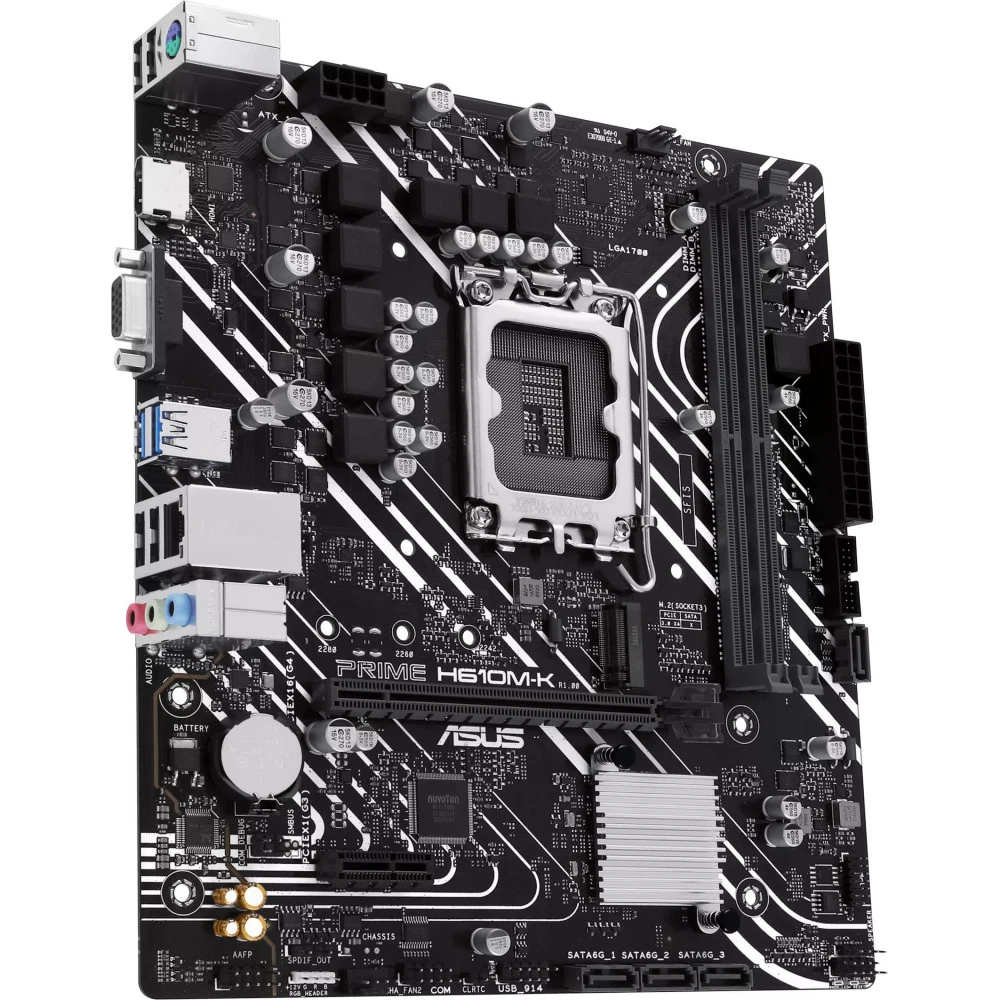 ASUS PRIME H610M-K (Socket 1700, mATX, 2xDDR5(96GB), VGA/HDMI 2.1, 1xPCIe 4.0x16/1xPCIe 3.0, 1xLAN, 4xSATA 6Gb/s, 1xM.2, 2xUSB 3.2, 4xUSB 2.0, 1xPS/2)