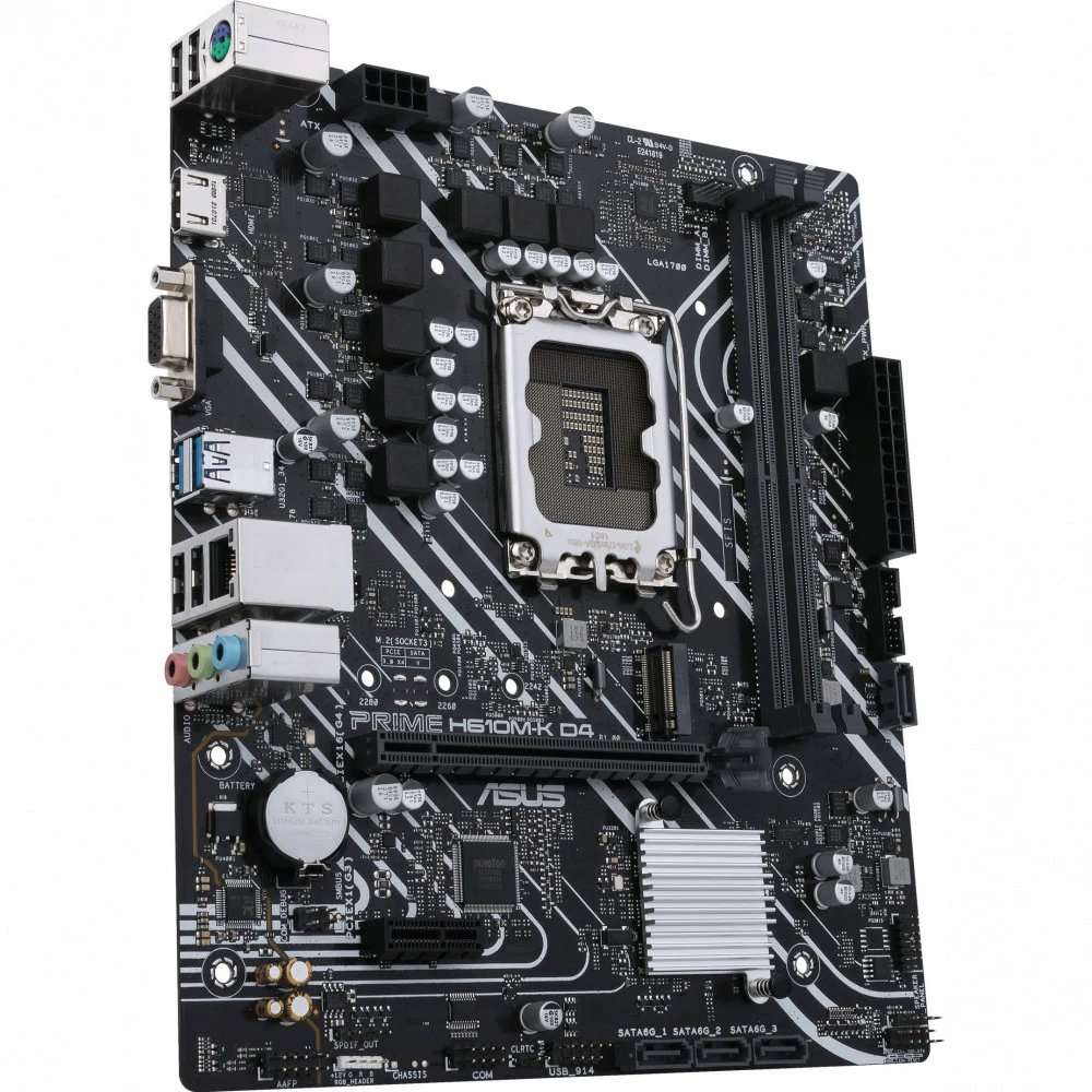 Материнская плата ASUS PRIME H610M-K D4, LGA1700, H610, 2*DDR4, 4*SATA, 1*M.2, 2*USB 3.2, 4*USB 2.0, 1*PCIx16, 1*PCIx1, HDMI+D-Sub, mATX 90MB1A10-M0EAY0